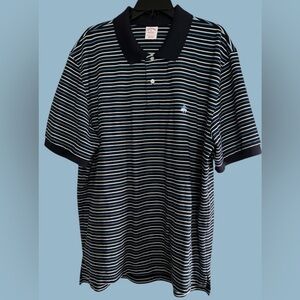 💙BROOKS BROTHERS! MENS NAVY STRIPED PERFORMANCE POLO! 100% COTTON!